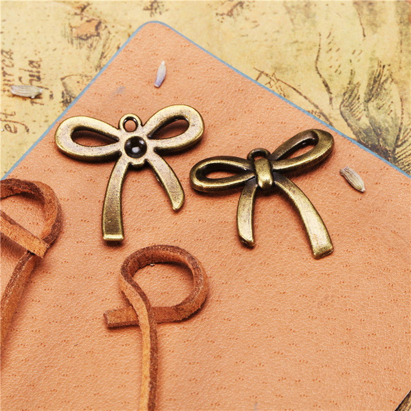 25mm Vintage Ribbon Bow Charm Pendant for DIY Jewelry