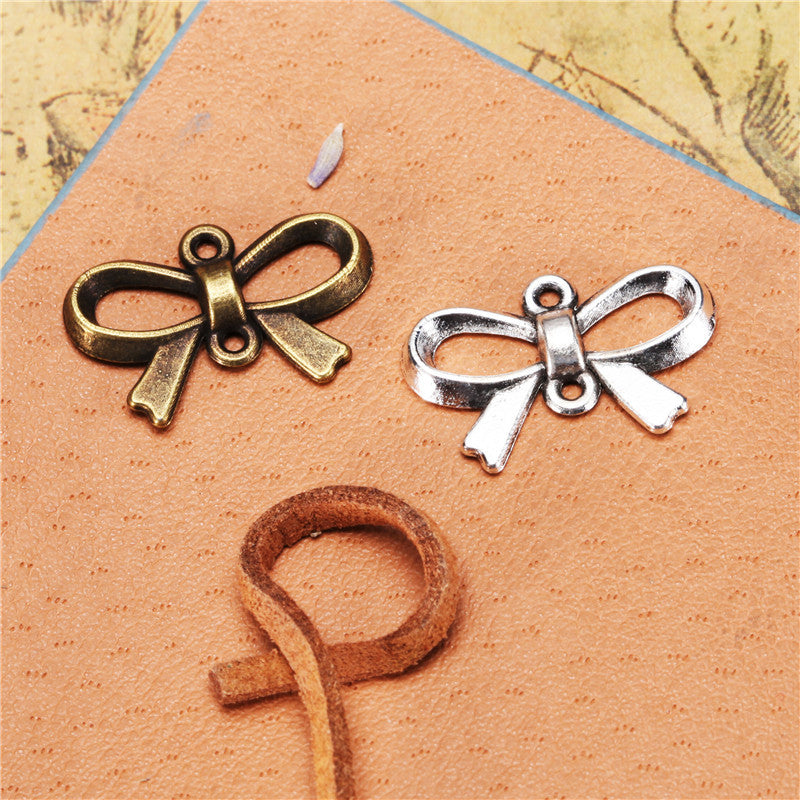 Alloy Bow Connector Charm with Top and Bottom Holes 22x14mm