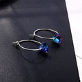 Silver Tone Heart Crystal Hoop Earrings in Two Iridescent Colors view 3