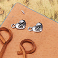 Vintage Crowned Heart Charm Metal Jewelry Component, 3 Finish Options view 4