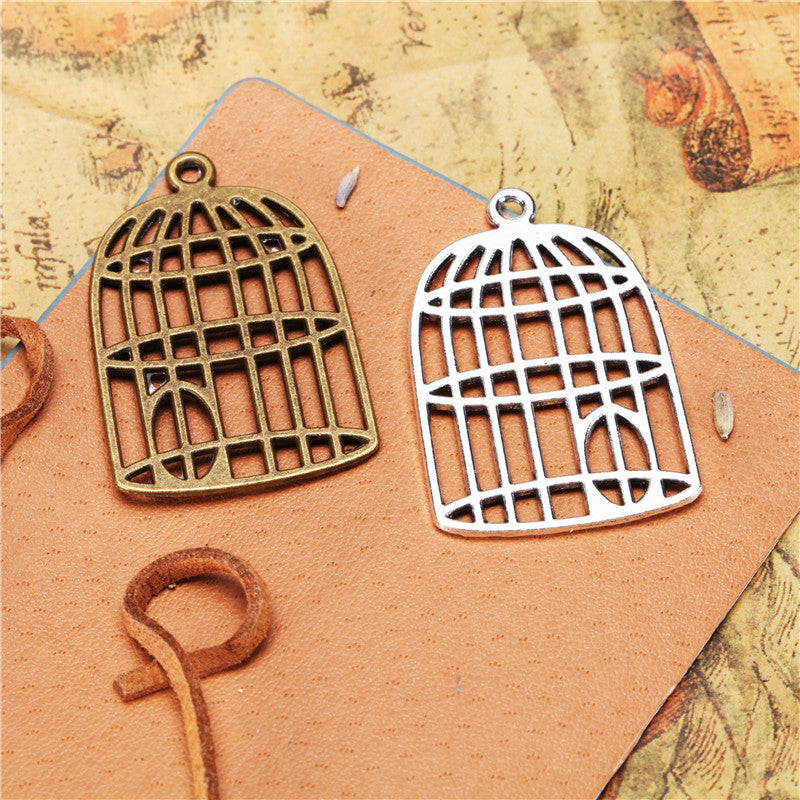 Vintage Alloy Birdcage Charm Pendant 42x27mm