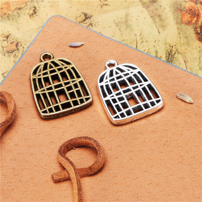 Vintage Geometric Birdcage Charm Metal Jewelry Component, 6 Finish Options