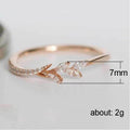Rose Gold Tone Marquise Leaf Branch Crystal Ring Sizes 5-12 view 5