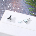 Silver Tone Magnetic Stud Earrings in Three Black Enamel Designs view 2