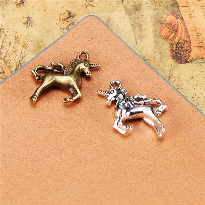 24x23mm Double-Sided Alloy Unicorn Pegasus Charm Pendant