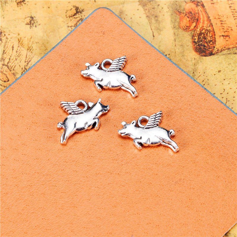 Double-Sided Flying Pig Alloy Charm Pendant for DIY Jewelry