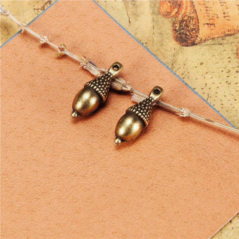 Alloy Acorn Charm Pendant for DIY Jewelry, 20x7mm
