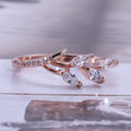 Rose Gold Tone Marquise Leaf Branch Crystal Ring Sizes 5-12 view 4