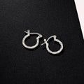 Silver Tone Textured Double Row Small Hoop Earrings view 4