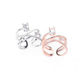 Rose Gold Silver Open Adjustable Cross Twist Zircon Ring view 3