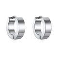 Silver Tone Geometric Huggie Earrings in Four Plain Shapes view 5