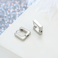 Silver Tone Geometric Huggie Earrings in Four Plain Shapes view 8