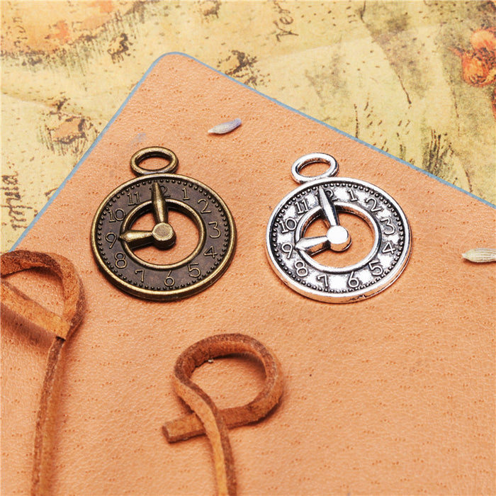 21mm Round Vintage Clock Charm Pendant DIY Alloy