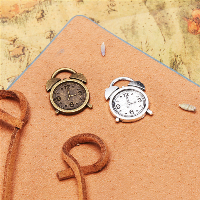 18x13mm Alloy Alarm Clock Charm Pendant for DIY Jewelry