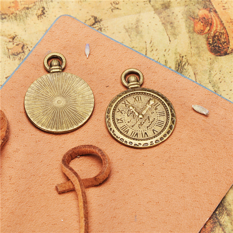 Vintage 29x21mm Alloy Pocket Watch Charm Pendant