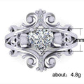 Antique Silver Tone Scrollwork Ring With Clear Cluster view 5
