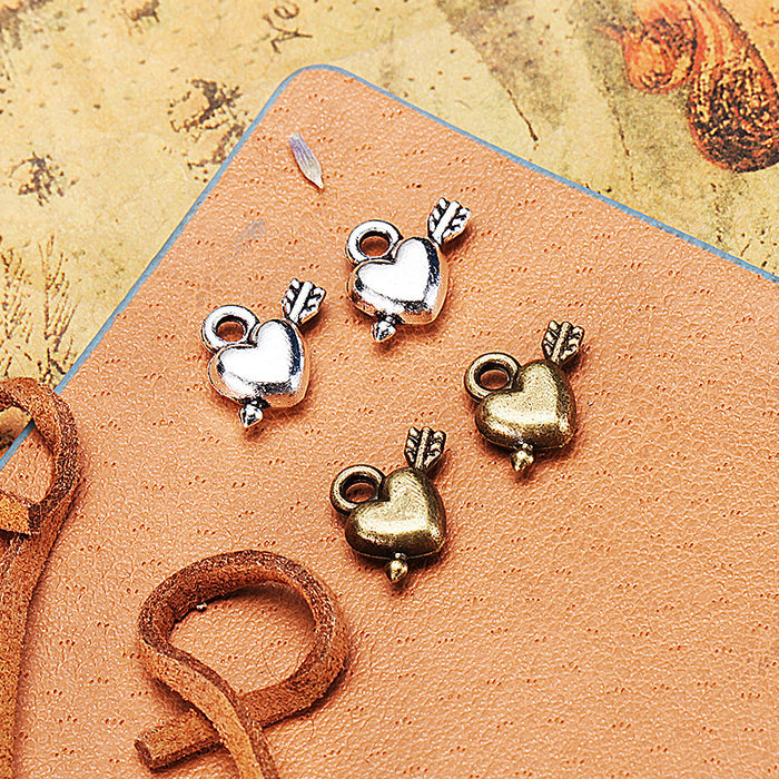 Arrow Through Heart Alloy Charms in Three Finishes