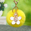 Jeweled Daisy Plush Pom Pom Keychains in Fifteen Pictured Colors view 10