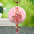 Jeweled Tulip Plush Pom Pom Keychains in Five Pictured Colors view 1