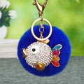 Jeweled Fish Plush Pom Pom Keychains in Fifteen Pictured Colors view 8