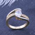 Two-Tone Oval Solitaire Ring With Clear Crystal Split Band view 3
