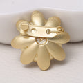 Matte Layered Metal Flower Brooch with Pearl Center view 3