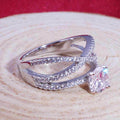 Silver Tone Spiral Ring with Round Clear Stone Design view 3