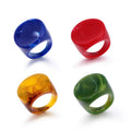Chunky Oval Resin Signet Rings in Four Solid and Tortoiseshell Colors view 1