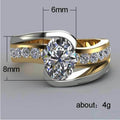 Two-Tone Oval Solitaire Ring With Clear Crystal Split Band view 5