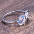 Silver Tone Mom Infinity Ring With Blue Heart Stone view 2