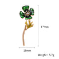 Green Translucent Flower Brooch on a Long Gold Tone Stem view 5