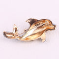 Gray Dolphin Enamel Brooch With Clear Crystal Belly and Fins view 3