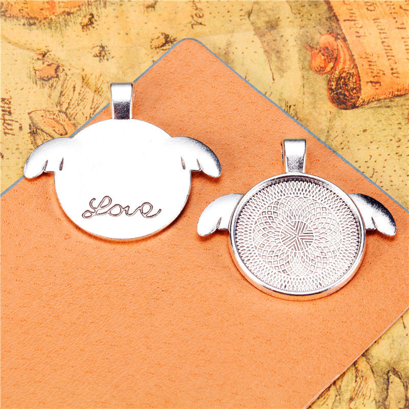 25mm Winged LOVE Pendant Tray Charm for Necklace DIY Jewelry