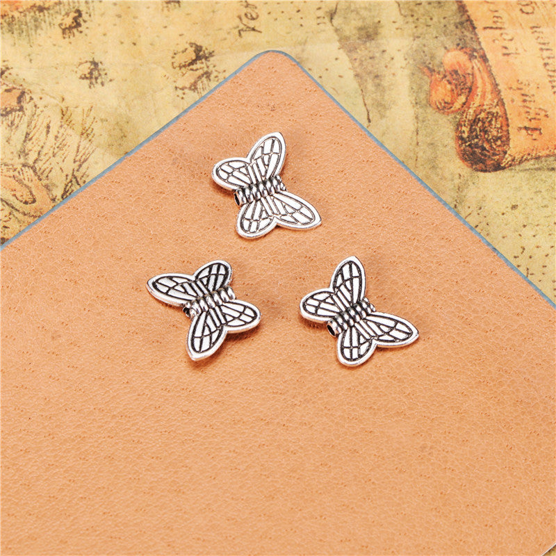 Butterfly Alloy Large Hole Bead for DIY Bracelets 14x11mm
