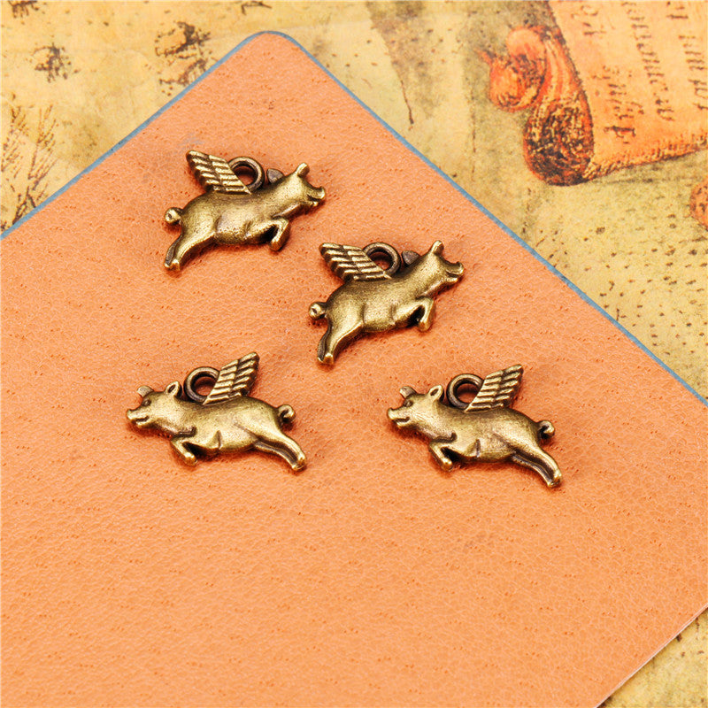 Double-Sided Flying Pig Alloy Charm Pendant for DIY Jewelry