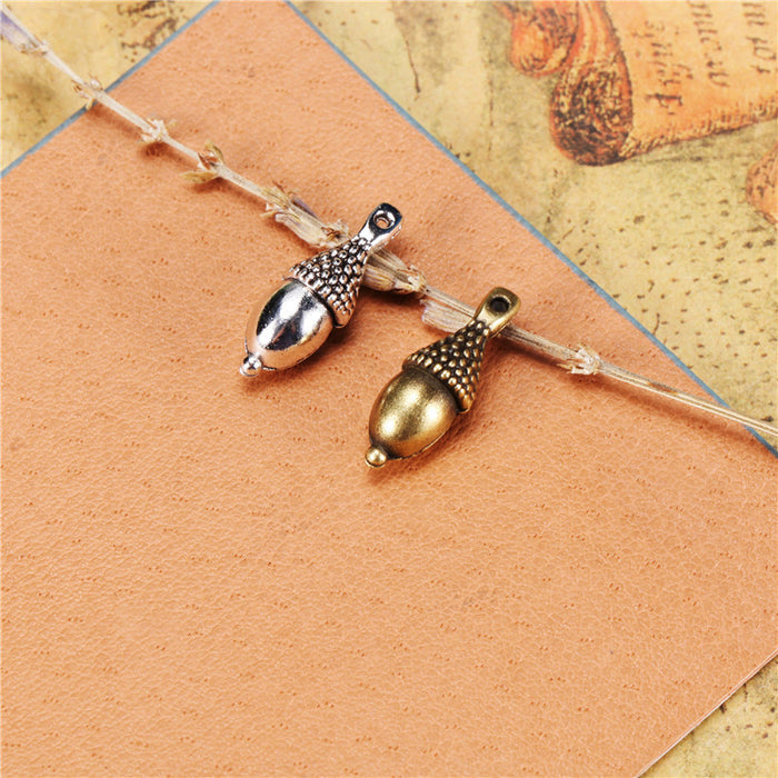 Alloy Acorn Charm Pendant for DIY Jewelry, 20x7mm