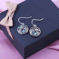 Antique Silver-Tone Peacock Drop Earrings With Iridescent Inlay view 3