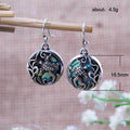 Antique Silver-Tone Peacock Drop Earrings With Iridescent Inlay view 5