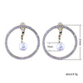 Asymmetric Circle And Pearl Drop Stud Earrings With Clear Stone Accents view 5