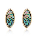 Gold Tone Abalone Shell Stud Earrings in Five Geometric Shapes view 9