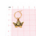 Gold Tone Antique Cherub Huggie Drop Earrings with Winged Faces view 4
