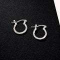 Silver Tone Textured Double Row Small Hoop Earrings view 3