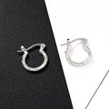 Silver Tone Textured Double Row Small Hoop Earrings view 2