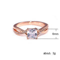 Rose Gold Tone Square Solitaire Ring With Clear Accents view 5