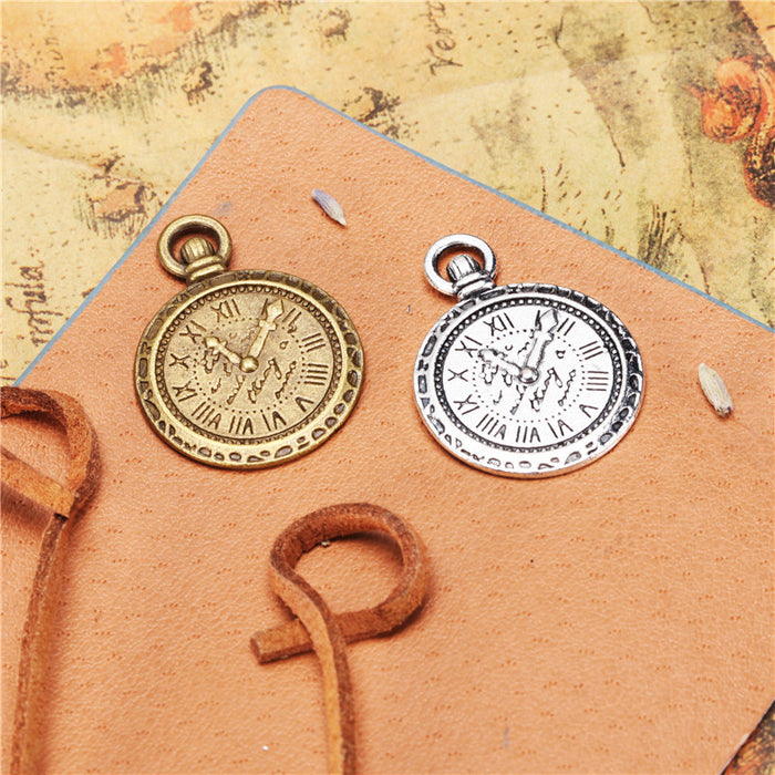 Vintage 29x21mm Alloy Pocket Watch Charm Pendant