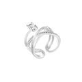 Rose Gold Silver Open Adjustable Cross Twist Zircon Ring view 6