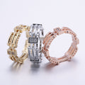 Three Rail Link Band Ring In Silver Gold Or Rose Gold Tone view 4