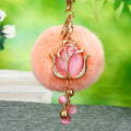 Jeweled Tulip Plush Pom Pom Keychains in Five Pictured Colors view 2