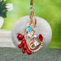 Chinese Fu Character Pompom Keychains in Fourteen Color Options view 12