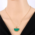 Gold Tone Druzy Semicircle Pendant Necklaces in Seven Colors view 2